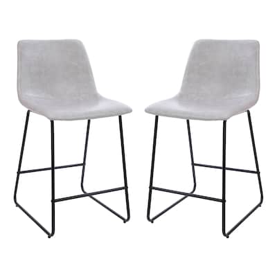 Flash Furniture LeatherSoft Counter Height Stools, Light Gray, 2-Pieces (2ETER1834524LG)