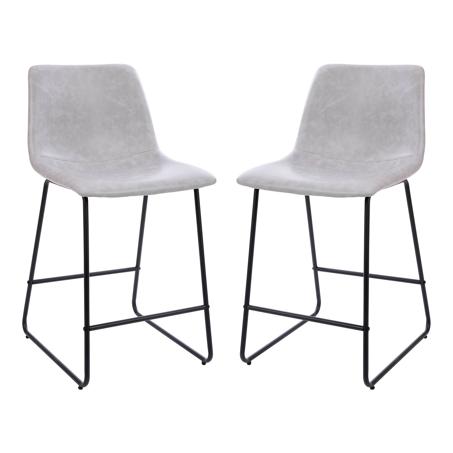 Flash Furniture LeatherSoft Counter Height Stools, Light Gray, 2-Pieces (2ETER1834524LG)