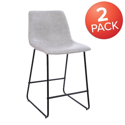 Flash Furniture LeatherSoft Counter Height Stools, Light Gray, 2-Pieces (2ETER1834524LG)