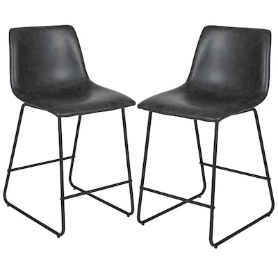 Flash Furniture LeatherSoft Counter Height Stools, Gray, 2-Pieces (2ETER1834524GY)