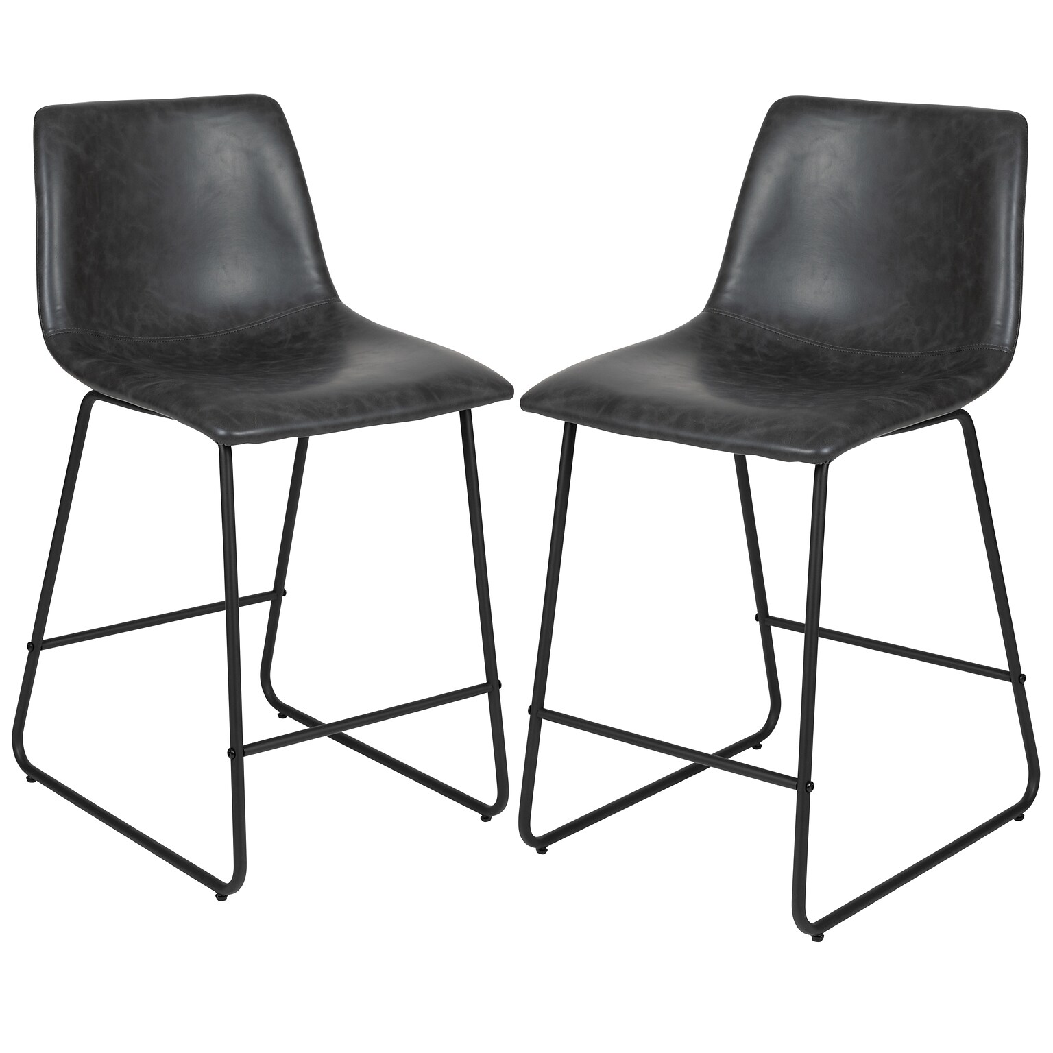 Flash Furniture LeatherSoft Counter Height Stools, Gray, 2-Pieces (2ETER1834524GY)