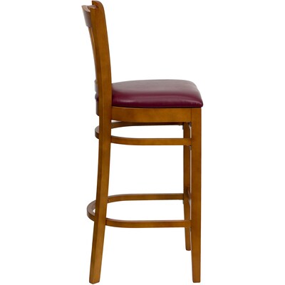 Flash Furniture HERCULES Traditional Wood Vertical Slat Back Barstool, Cherry/Burgundy, 2-Pieces/Pack (2XUW08BVRTCHBGV)