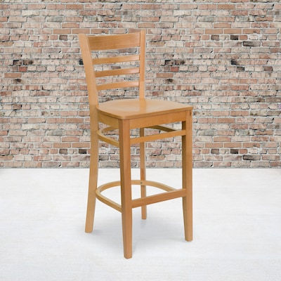 Flash Furniture HERCULES Series Traditional Wood Ladder Back Restaurant Barstool, Natural, 2-Pieces/Pack (2XUW05BLADNAT)
