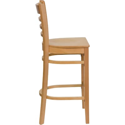 Flash Furniture HERCULES Series Traditional Wood Ladder Back Restaurant Barstool, Natural, 2-Pieces/Pack (2XUW05BLADNAT)