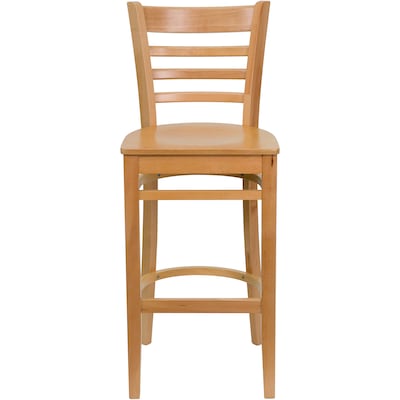 Flash Furniture HERCULES Series Traditional Wood Ladder Back Restaurant Barstool, Natural, 2-Pieces/Pack (2XUW05BLADNAT)