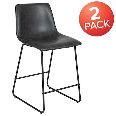 Flash Furniture LeatherSoft Counter Height Stools, Gray, 2-Pieces (2ETER1834524GY)