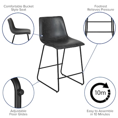 Flash Furniture LeatherSoft Counter Height Stools, Gray, 2-Pieces (2ETER1834524GY)