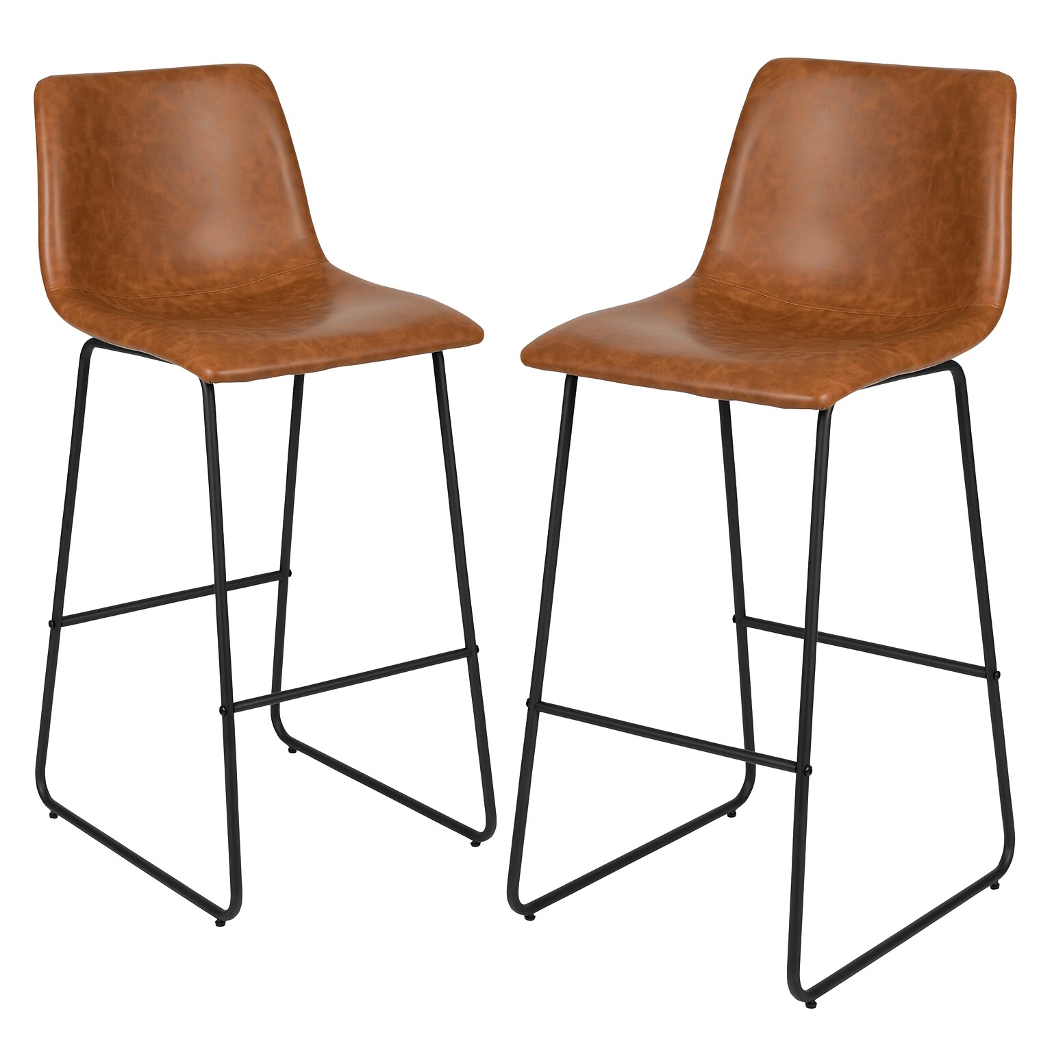 Flash Furniture LeatherSoft Barstool, Light Brown, 2-Pieces (2ETER1834530LB)