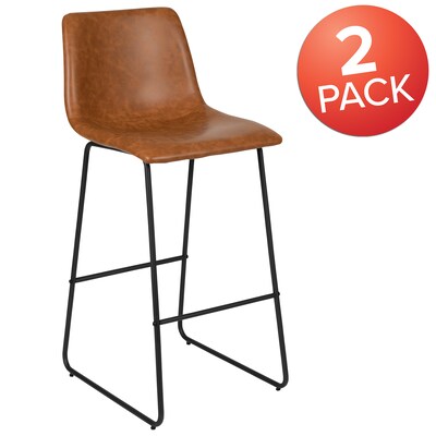 Flash Furniture LeatherSoft Barstool, Light Brown, 2-Pieces (2ETER1834530LB)