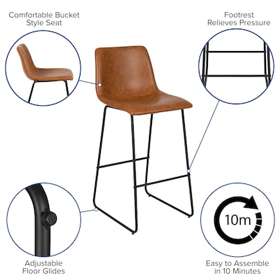 Flash Furniture LeatherSoft Barstool, Light Brown, 2-Pieces (2ETER1834530LB)