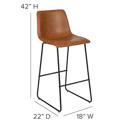 Flash Furniture LeatherSoft Barstool, Light Brown, 2-Pieces (2ETER1834530LB)