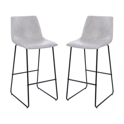 Flash Furniture LeatherSoft Barstool, Light Gray, 2-Pieces (2ETER1834530LG)