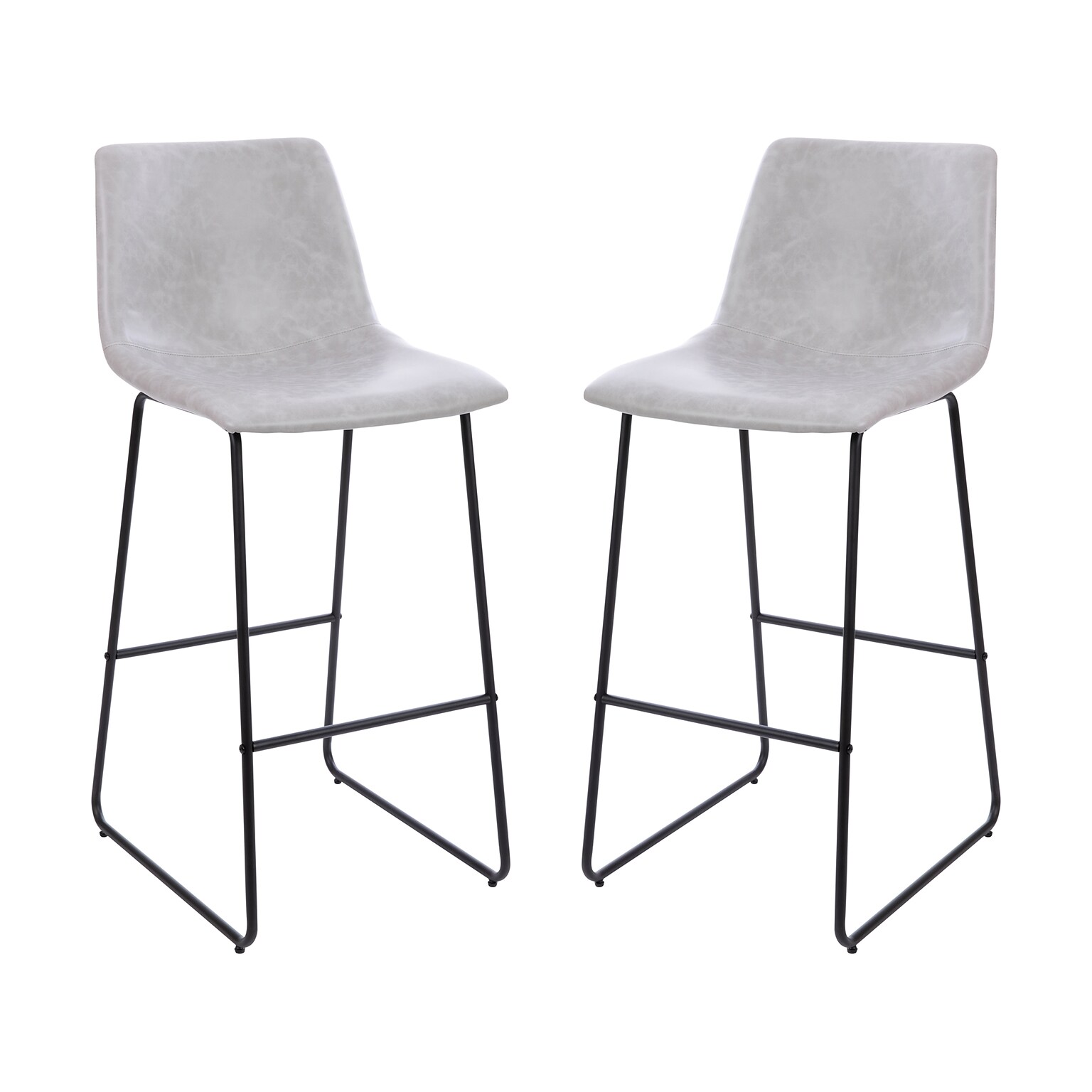 Flash Furniture LeatherSoft Barstool, Light Gray, 2-Pieces (2ETER1834530LG)