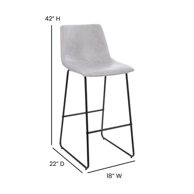 Flash Furniture LeatherSoft Barstool, Light Gray, 2-Pieces (2ETER1834530LG)