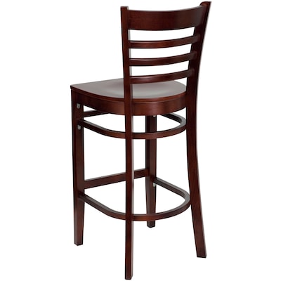 Flash Furniture HERCULES Series Traditional Wood Ladder Back Restaurant Barstool, Mahogany, 2-Pieces/Pack (2XUW05BLADMAH)