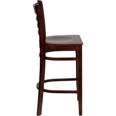 Flash Furniture HERCULES Series Traditional Wood Ladder Back Restaurant Barstool, Mahogany, 2-Pieces/Pack (2XUW05BLADMAH)