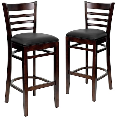 Flash Furniture HERCULES Series Traditional Wood Ladder Back Restaurant Barstool, Walnut/Black, 2-Pieces/Pack (2XUW05BLADWABKV)