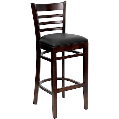 Flash Furniture HERCULES Series Traditional Wood Ladder Back Restaurant Barstool, Walnut/Black, 2-Pieces/Pack (2XUW05BLADWABKV)