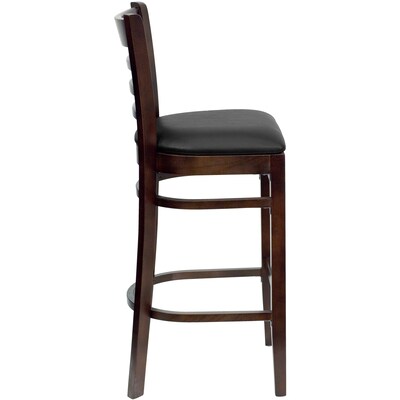 Flash Furniture HERCULES Series Traditional Wood Ladder Back Restaurant Barstool, Walnut/Black, 2-Pieces/Pack (2XUW05BLADWABKV)