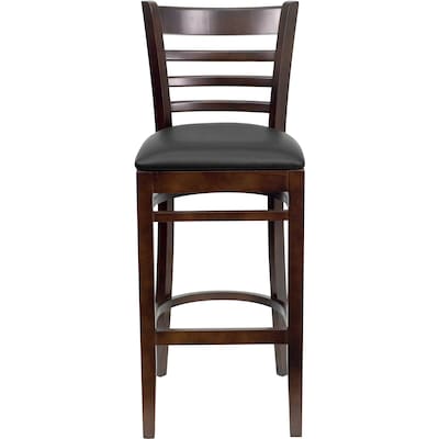 Flash Furniture HERCULES Series Traditional Wood Ladder Back Restaurant Barstool, Walnut/Black, 2-Pieces/Pack (2XUW05BLADWABKV)