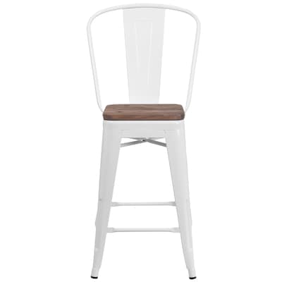 Flash Furniture Lily Contemporary Metal Vertical Back Counter Height Stool, White, 4-Pieces/Pack (4CH3132024GBWHW)