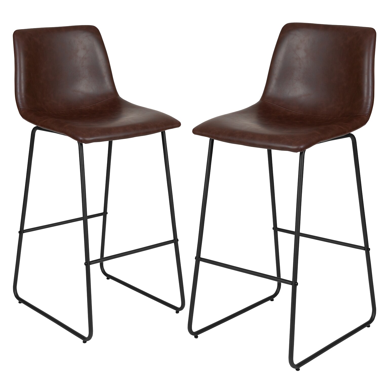 Flash Furniture LeatherSoft Barstool, Dark Brown, 2-Pieces (2ETER1834530DB)
