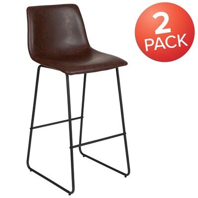 Flash Furniture LeatherSoft Barstool, Dark Brown, 2-Pieces (2ETER1834530DB)