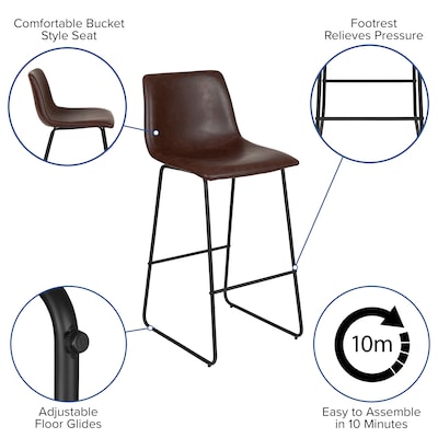 Flash Furniture LeatherSoft Barstool, Dark Brown, 2-Pieces (2ETER1834530DB)