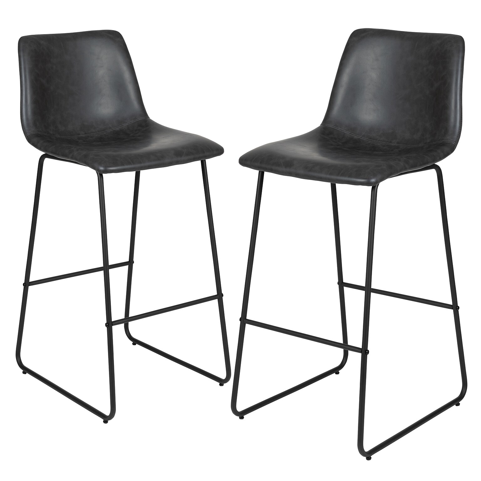 Flash Furniture LeatherSoft Barstool, Gray, 2-Pieces (2ETER1834530GY)