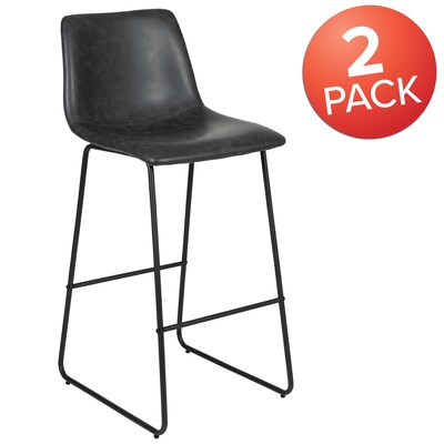 Flash Furniture LeatherSoft Barstool, Gray, 2-Pieces (2ETER1834530GY)