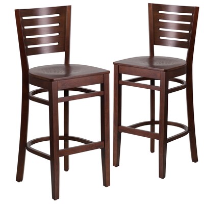 Flash Furniture Darby Series Traditional Wood Slat Back Restaurant Barstool, Walnut, 2-Pieces/Pack (2XUDGW018BWA)