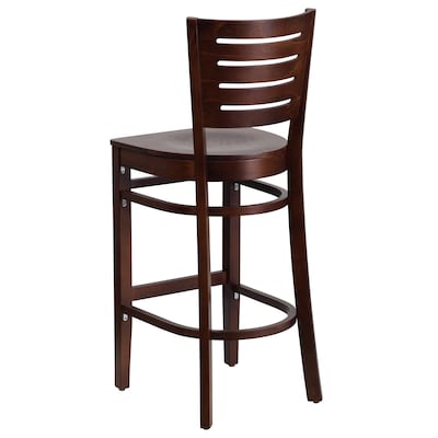 Flash Furniture Darby Series Traditional Wood Slat Back Restaurant Barstool, Walnut, 2-Pieces/Pack (2XUDGW018BWA)