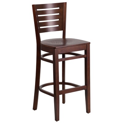 Flash Furniture Darby Series Traditional Wood Slat Back Restaurant Barstool, Walnut, 2-Pieces/Pack (2XUDGW018BWA)