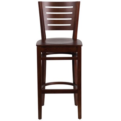 Flash Furniture Darby Series Traditional Wood Slat Back Restaurant Barstool, Walnut, 2-Pieces/Pack (2XUDGW018BWA)
