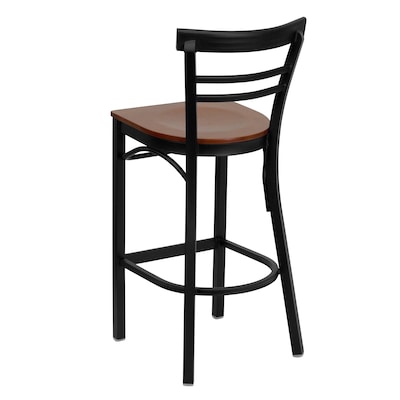 Flash Furniture HERCULES Traditional Metal Two-Slat Ladder Back Barstool, Black/Cherry, 2-Pieces/Pack (2XU6R9BLADBCHW)