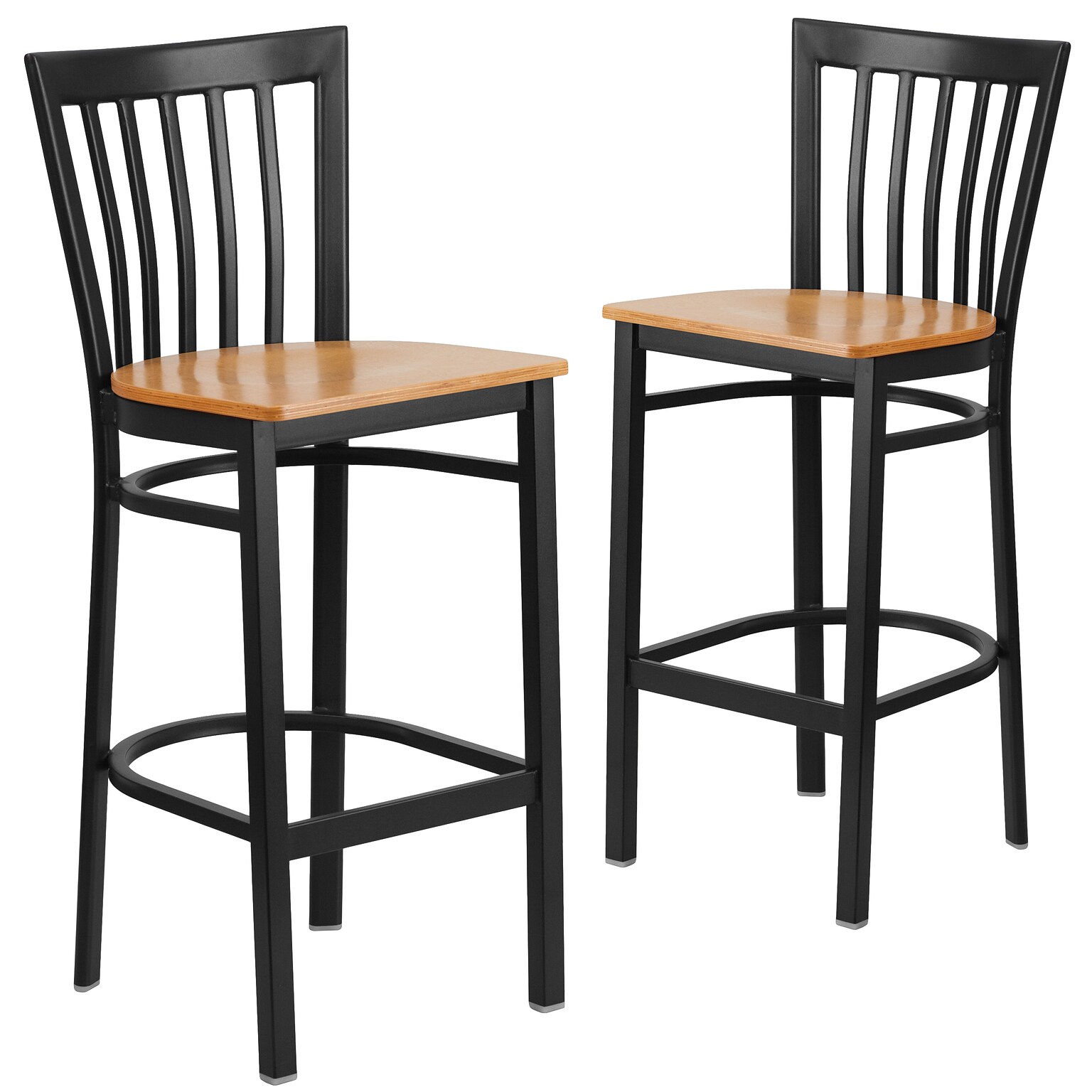 Flash Furniture HERCULES Traditional Metal School House Back Barstool, Black/Natural Wood, 2-Pieces/Pack (2XU6R8BSCHBARNW)