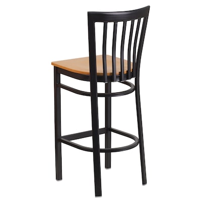 Flash Furniture HERCULES Traditional Metal School House Back Barstool, Black/Natural Wood, 2-Pieces/Pack (2XU6R8BSCHBARNW)