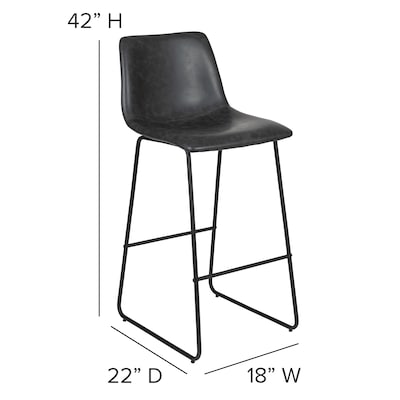 Flash Furniture LeatherSoft Barstool, Gray, 2-Pieces (2ETER1834530GY)