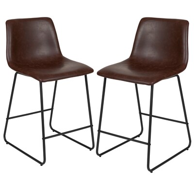 Flash Furniture LeatherSoft Counter Height Stools, Dark Brown, 2-Pieces (2ETER1834524DB)