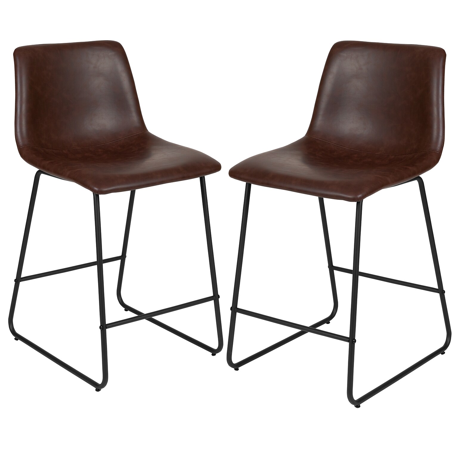 Flash Furniture LeatherSoft Counter Height Stools, Dark Brown, 2-Pieces (2ETER1834524DB)
