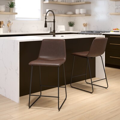 Flash Furniture LeatherSoft Counter Height Stools, Dark Brown, 2-Pieces (2ETER1834524DB)