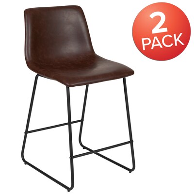 Flash Furniture LeatherSoft Counter Height Stools, Dark Brown, 2-Pieces (2ETER1834524DB)