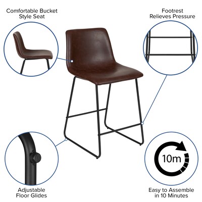 Flash Furniture LeatherSoft Counter Height Stools, Dark Brown, 2-Pieces (2ETER1834524DB)