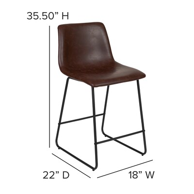 Flash Furniture LeatherSoft Counter Height Stools, Dark Brown, 2-Pieces (2ETER1834524DB)