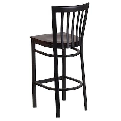 Flash Furniture HERCULES Traditional Metal School House Back Restaurant Barstool, Black/Walnut, 2-Pieces/Pack (2XU6R8BSCHBARWW)
