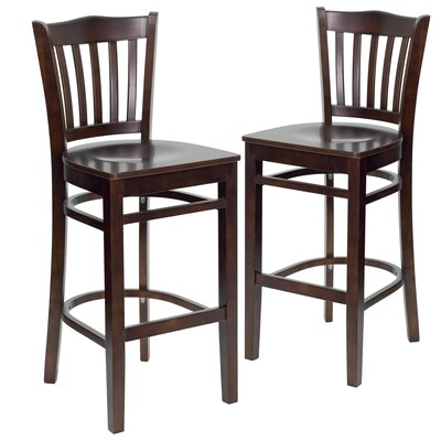 Flash Furniture HERCULES Series Traditional Wood Vertical Slat Back Restaurant Barstool, Walnut, 2-Pieces/Pack (2XUW08BVRTWAL)