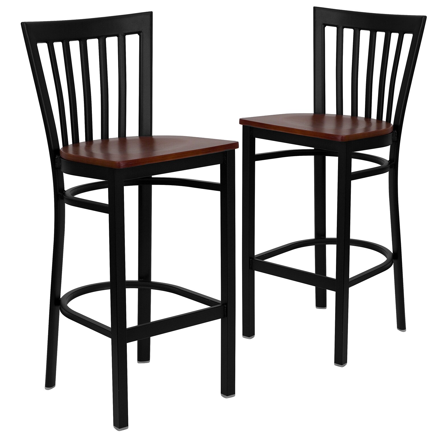 Flash Furniture HERCULES Traditional Metal School House Back Restaurant Barstool, Black/Cherry, 2-Pieces/Pack (2XU6R8BSCHBCHW)