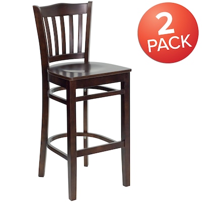 Flash Furniture HERCULES Series Traditional Wood Vertical Slat Back Restaurant Barstool, Walnut, 2-Pieces/Pack (2XUW08BVRTWAL)