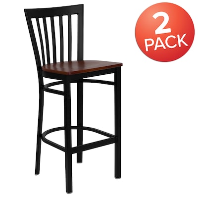 Flash Furniture HERCULES Traditional Metal School House Back Restaurant Barstool, Black/Cherry, 2-Pieces/Pack (2XU6R8BSCHBCHW)