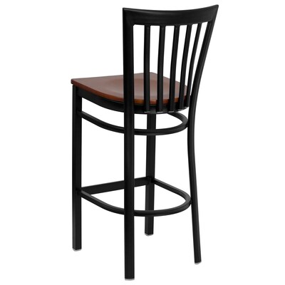 Flash Furniture HERCULES Traditional Metal School House Back Restaurant Barstool, Black/Cherry, 2-Pieces/Pack (2XU6R8BSCHBCHW)